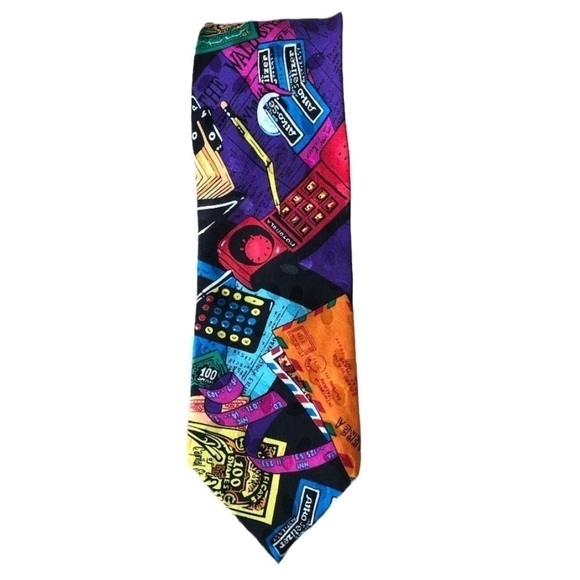 Addiction | Wall Street Cartoon Bright Silk Tie - Picture 2 of 4